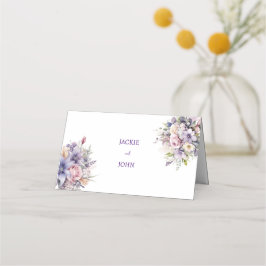 Cartão De Mesa Flores de aquarela. Casamento.