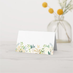 Cartão De Mesa Flores de Aquarela com Casamento de Folha de Ouro