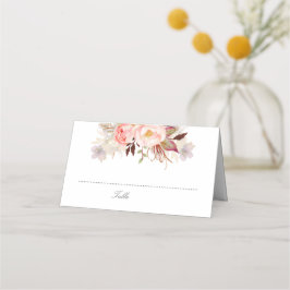 Cartão De Mesa Flores de Aquarela Cor-de-Rosa Elegantes Romântica