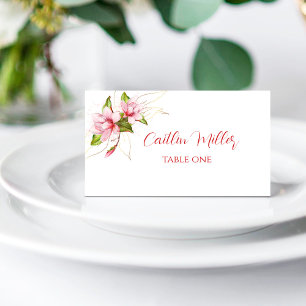 Cartão De Mesa Flores de Aquarela Magnolias Casamento Russo