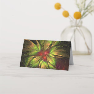 Cartão De Mesa Flores de fantasia fractal suaves e tenra