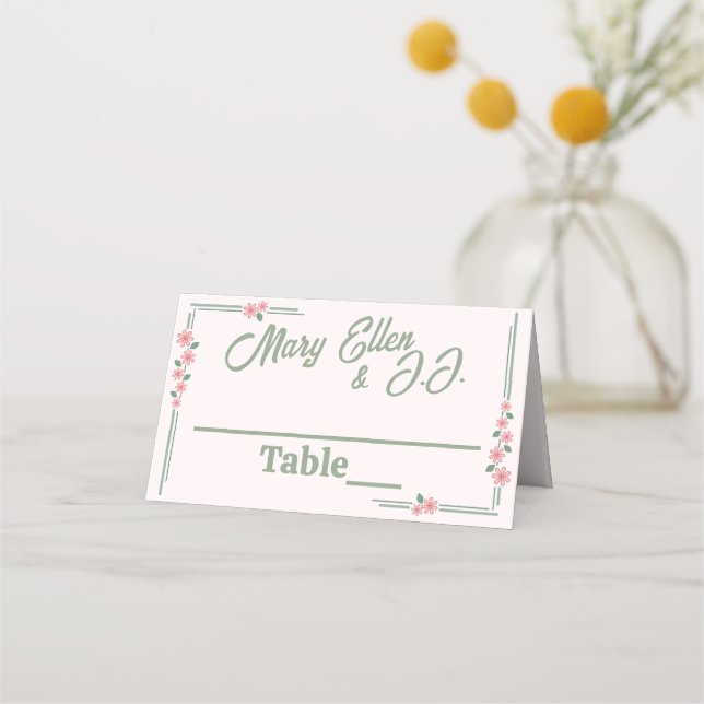 Cartão De Mesa Flores Desbotadas na Era da Depressão (Frente)