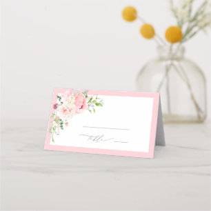 Cartão De Mesa Flores Elegantes de Jardim Rosa para Chá de Noiva