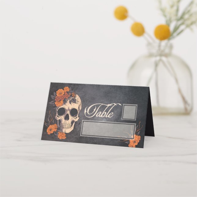 Cartão De Mesa Flores Laranja Elegante mesa e lugar nome (Frente)
