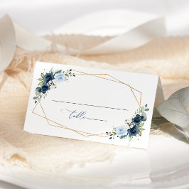 Cartão De Mesa Flores Navy, Flores Azuis, Boho, Casamento Floral