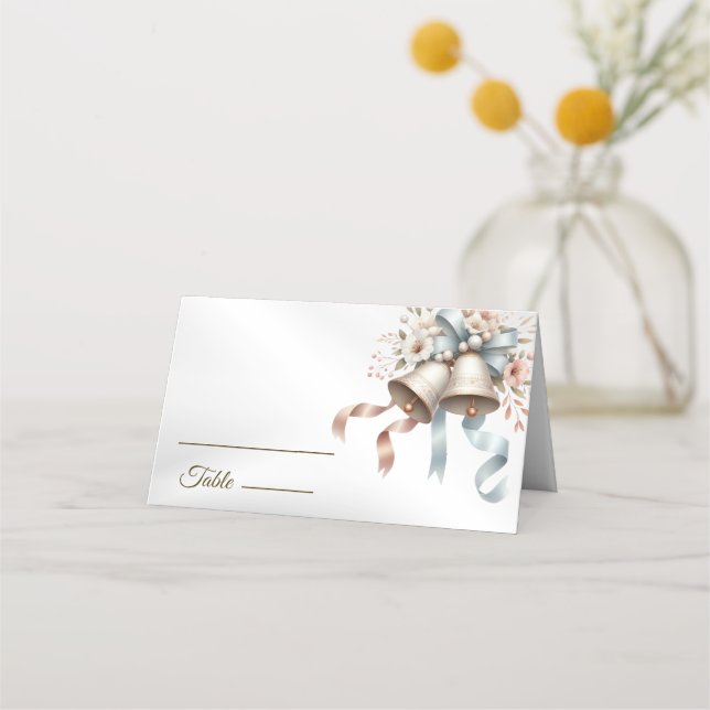 Cartão De Mesa Flores para casamentos Belts Azuis Rosa Bonitos Be (Frente)