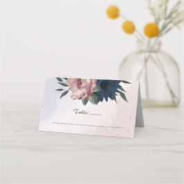 Cartão De Mesa flores rosa e marinhos botânicas