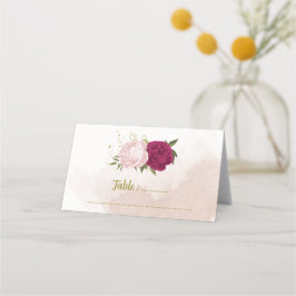 Cartão De Mesa flores rosa magenta folhas verdes