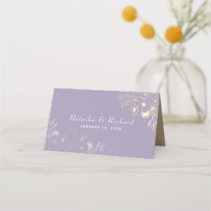Cartão De Mesa Flores Roxas Casamento Elegante