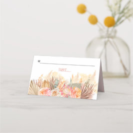 Cartão De Mesa Flores secas e pampas, cor-de-rosa macio