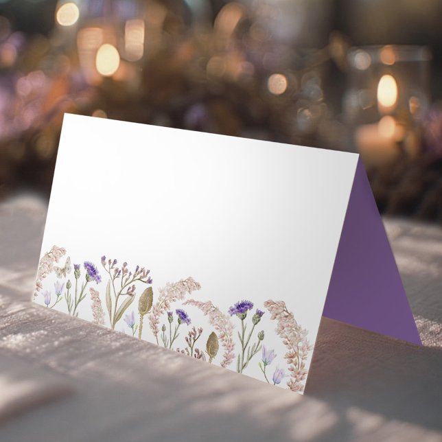 Cartão De Mesa Flores silvestres e casamentos outono de gramíneas (Criador carregado)