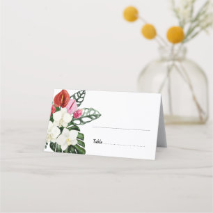 Cartão De Mesa Flores Tropicais Casamento de Aquarela Monstera Le