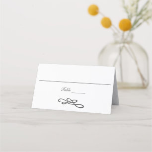 Cartão De Mesa Florescimento Simples Tradicional Cinza Branco
