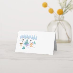 Cartão De Mesa Floresta Dançando Animais de Natal