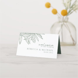 Cartão De Mesa Floresta Verde Simples Mão Desenhada Botânica Dobr