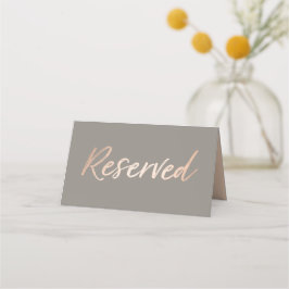Cartão De Mesa Foil Faux do Script Elegante Reservado