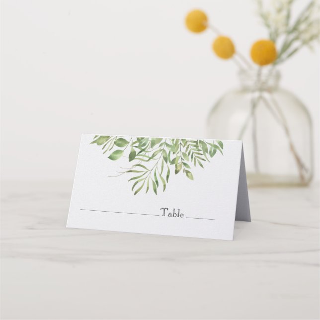 Cartão De Mesa Folhagem Simples | Branco | Design de Noiva com Ve (Frente)