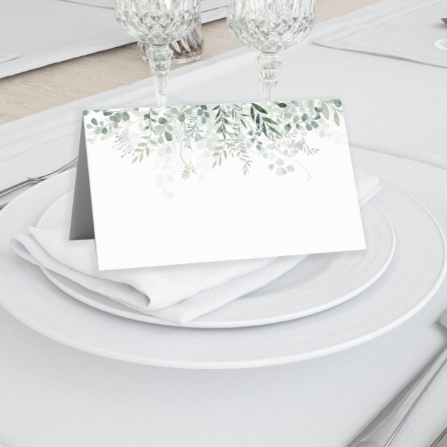 Cartão De Mesa Folhas de Eucalipto Elegância Moderna Verde (Criador carregado)