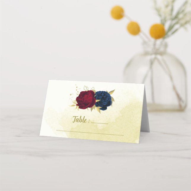 Cartão De Mesa Folhas de ouro de flores marinhos (Frente)