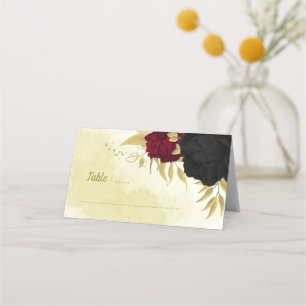 Cartão De Mesa folhas de ouro vermelho-preto