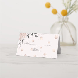 Cartão De Mesa folhas e pétalas de flores rosa poeirentas