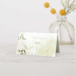 Cartão De Mesa Folhas verdes de flores brancas bonito