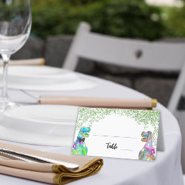 Cartão De Mesa Folia Temática de Dinossauros para Casamento