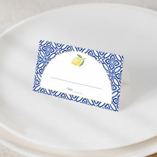 Cartão De Mesa Forma de Arco Limão Amalfi Azul Impressão de Azule