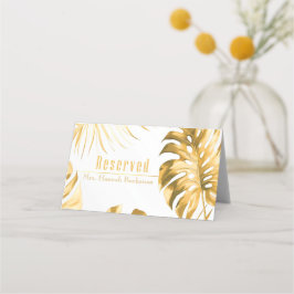 Cartão De Mesa Formal Elegante Trendy Gilded Monstera Impressão