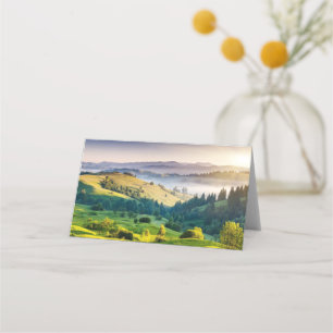 Cartão De Mesa Foto da Natureza Cênica de Colinas Ondulantes