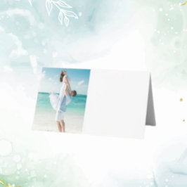 Cartão De Mesa Foto personalizada de casamento moderno de praia