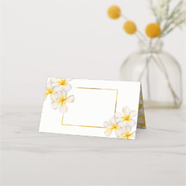 Cartão De Mesa Frangipani, casado de ouro branco de cor branca fl