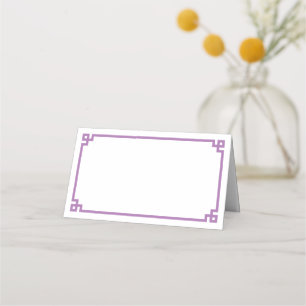 Cartão De Mesa Fronteira de Chave Grega de Lavanda Casamento