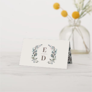 Cartão De Mesa Garden Crest casca Mesa Monograma de Casamento