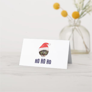 Cartão De Mesa Gato de papais noeis com chapéu de Papai Noel, Ho