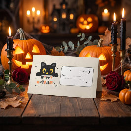 Cartão De Mesa Gato Preto Fofo de Halloween