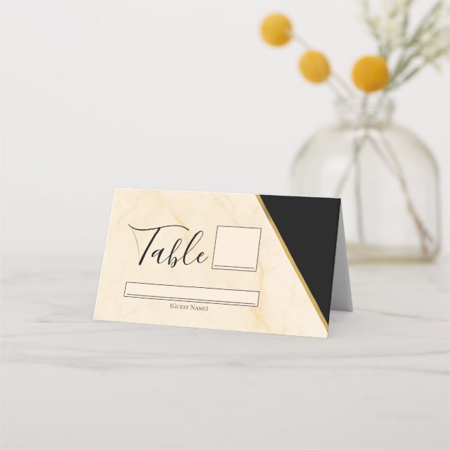 Cartão De Mesa Geometria Gilded Luxe Ivory e Casamento Dourado de (Frente)