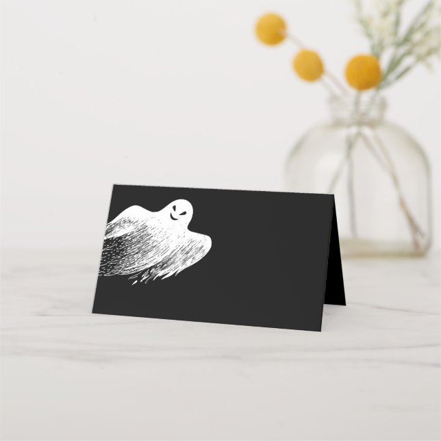 Cartão De Mesa Ghost Happy Halloween Party Place Card (Frente)