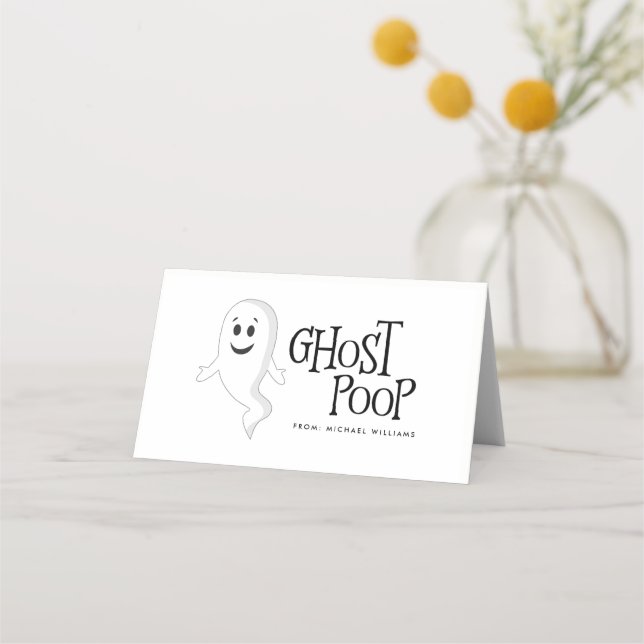 Cartão De Mesa Ghost Poop Halloween Candy Bag Topper (Frente)