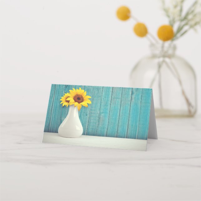 Cartão De Mesa Girassóis num vaso (Frente)