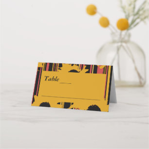 Cartão De Mesa Girassol Verão Dourado Vermelho Casamento