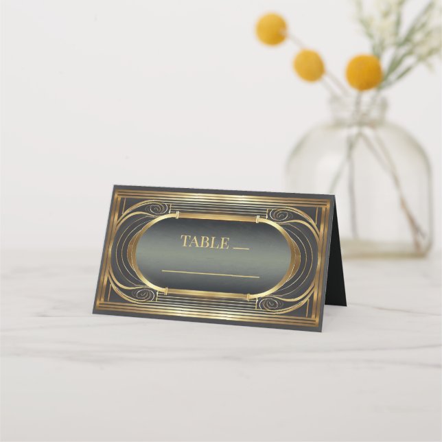 Cartão De Mesa Glam Art Deco Wedding Mesa ID1033 (Frente)