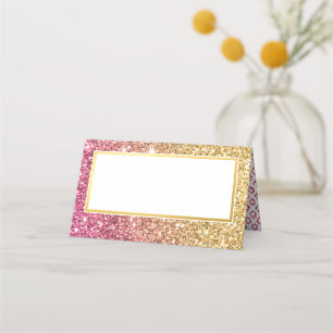 Cartão De Mesa GLAM BAT MITZVAH - brilho de ouro rosa luxo modern