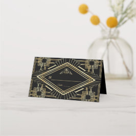 Cartão De Mesa Glam Dourado Excelente Negro Casamento Gatsby
