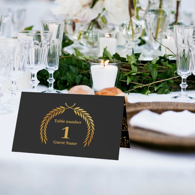 Cartão De Mesa Glam Mystical Black Dourado Nuvens Casamento Lua (Criador carregado)