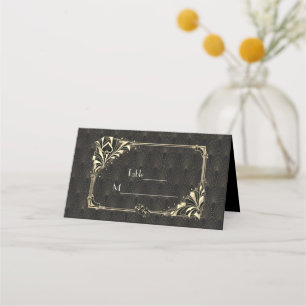 Cartão De Mesa Glam Ouro Preto Art Deco Casino Vegas Casamento