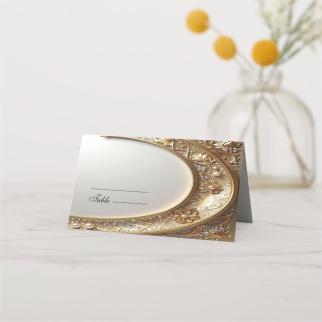 Cartão De Mesa Golden Ornate Frame Place Card (Frente)