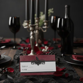 Cartão De Mesa Gothic Black Raven Wine Darkly Ever After Wedding