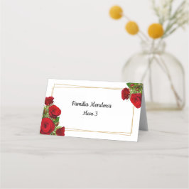 Cartão De Mesa Gráficos de Assentos de Recepção Floral Escarlate