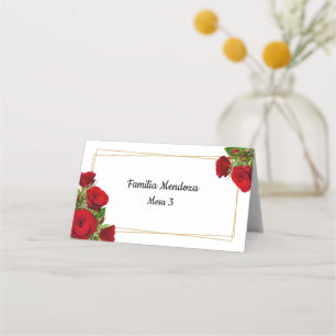 Cartão De Mesa Gráficos de Assentos de Recepção Floral Escarlate